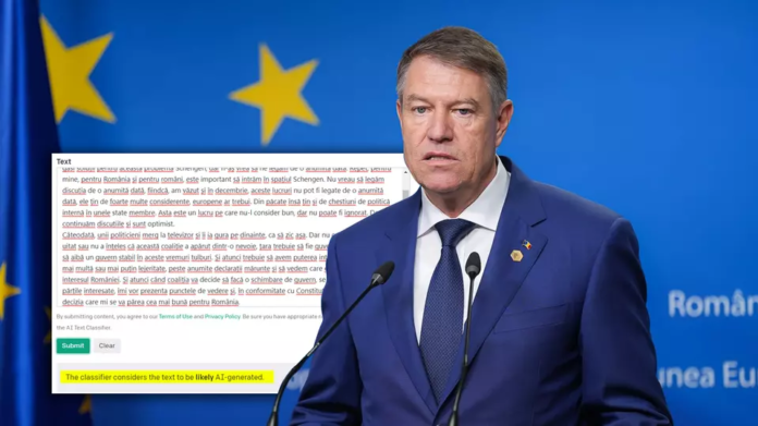 EXPERIMENT. Am pus Chat GPT să scrie un discurs pentru Iohannis, apoi am cerut Inteligenței Artificiale să verifice un discurs real al președintelui. Iată ce a rezultat