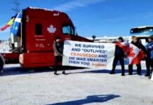 Camionagiii români de la protestul din Canada: “Am supravietuit si am trait mai mult decat Ceaușescu, care era mai destept ca tine Trudeau!”