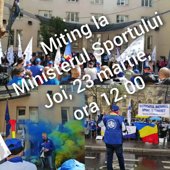 Miting de protest la Ministerul Sportului, în data de joi, 23 martie 2023, începând cu ora: 12.00.