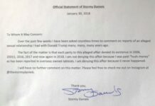 Stormy Daniels a trimis o scrisoare in care afirmă că nu a avut relații cu Donald Trump si nu i-a fost cumpărată tăcerea!