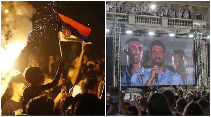 Așa au fost primiți la Belgrad jucătorii echipei naționale de baschet, finaliști la Turneul Mondial, și Novak Djokovic, după cucerirea titlului de la US Open, în urma căruia devine jucătorul cu 24 de grand slamuri câștigate, fapt unic în istoria tenisului masculin.