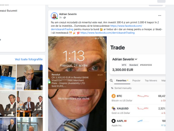 Pagina de facebook a lui Adrian Severin a fost atacată de presupuși traderi