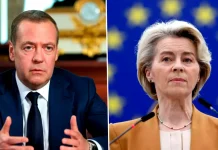 Medvedev o ironizează dur pe “Ursula-șarlatana”, după ce s-a aflat că drona era ucraineană!