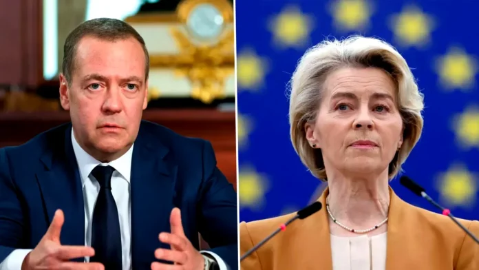 Medvedev o ironizează dur pe “Ursula-șarlatana”, după ce s-a aflat că drona era ucraineană! Medvedev o ironizează dur pe “Ursula-șarlatana”, după ce s-a aflat că drona era ucraineană!