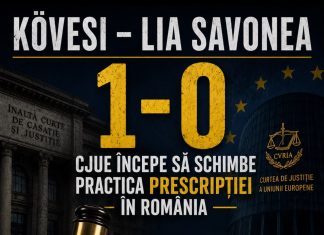 Scorul real al “meciului” din justiția românească. “KÖVESI – SAVONEA: 1–0”