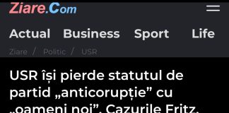 USR, de la „Fără penali” la „Fără scaun”. Cum rețeaua morală s-a avariat în propria stație de betonare a ipocriziei Autor: Un contribuabil care încă mai are bon fiscal de la donația către „Fără penali”
