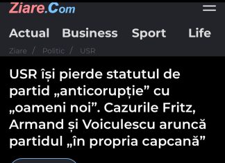 USR, de la „Fără penali” la „Fără scaun”. Cum rețeaua morală s-a avariat în propria stație de betonare a ipocriziei Autor: Un contribuabil care încă mai are bon fiscal de la donația către „Fără penali”