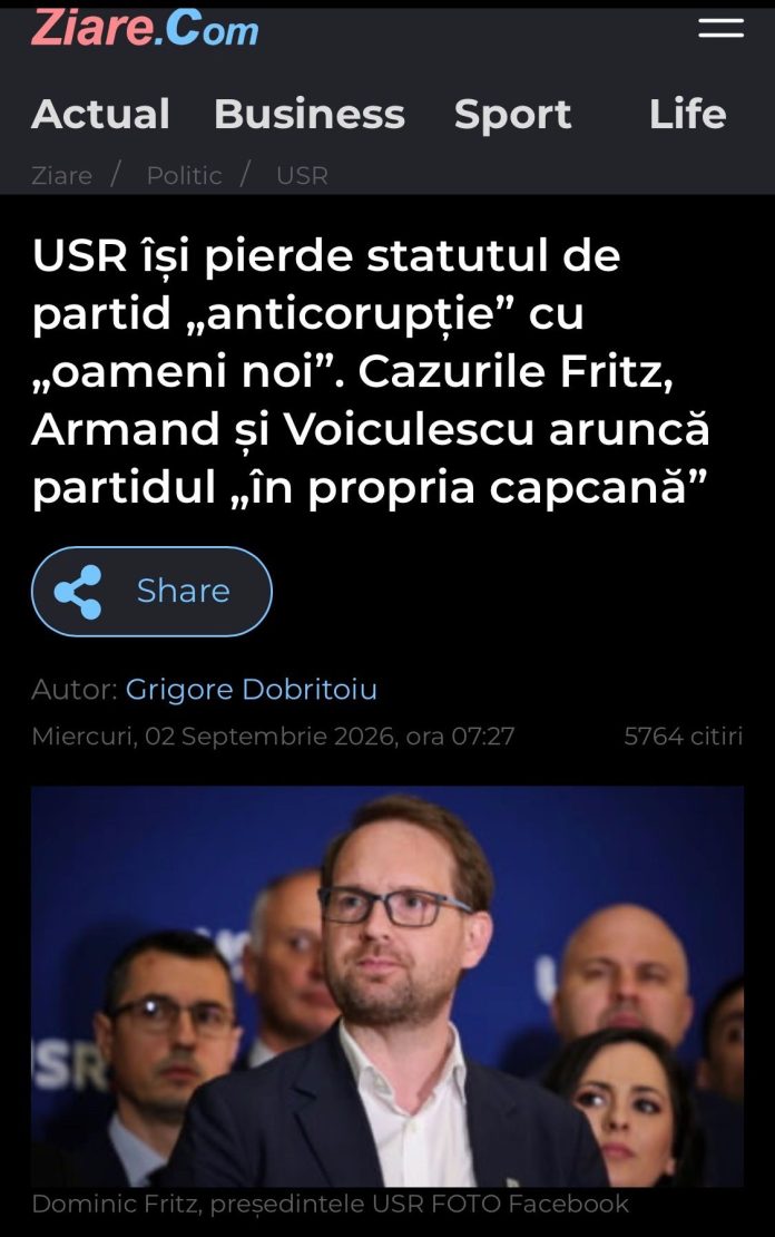USR, de la „Fără penali” la „Fără scaun”. Cum rețeaua morală s-a avariat în propria stație de betonare a ipocriziei Autor: Un contribuabil care încă mai are bon fiscal de la donația către „Fără penali” USR, de la „Fără penali” la „Fără scaun”. Cum rețeaua morală s-a avariat în propria stație de betonare a ipocriziei Autor: Un contribuabil care încă mai are bon fiscal de la donația către „Fără penali”